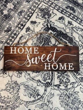 Home Sweet Home Wooden Wall Sign - Rustic Brown